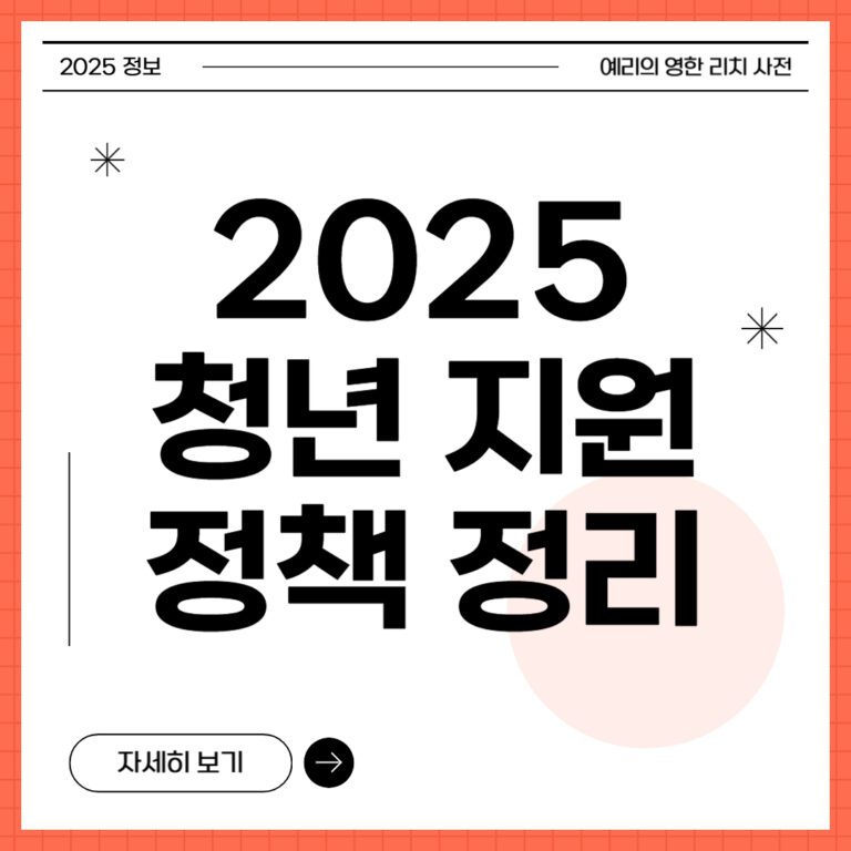 2025년 기준 청년 지원 정책 총정리: 월세·취업·자산 형성까지 한눈에 보기
